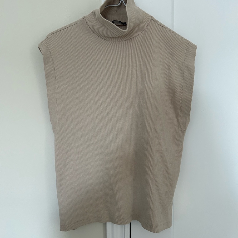 Zara Beige Sleeveless Turtleneck - Size Medium